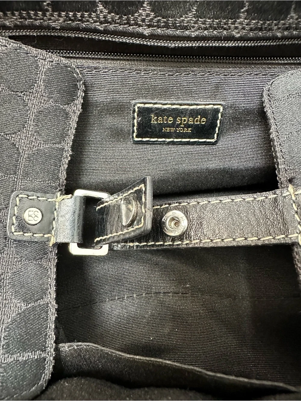 kate spade Black Shoulder Bag with Subtle Jacquard Pattern